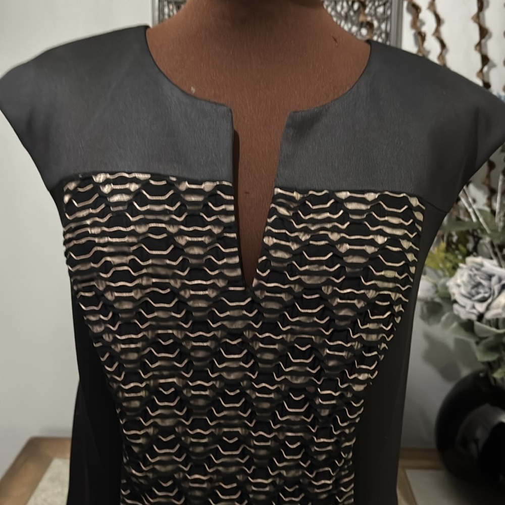 Connected Apparel Plus 20W Back & Gold Sheath Dress Elegant Hourglass Fit - Picture 4 of 7